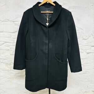 NWT Quince Wool Cashmere Cocoon Coat Black Size Large Overcoat Jacket